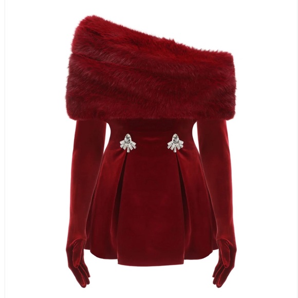 Simone Velvet Dress (red) - Picture 4 of 7